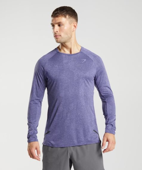 Men's Gymshark Apex Long Sleeve T-Shirts Purple | NZ 3SLFUR